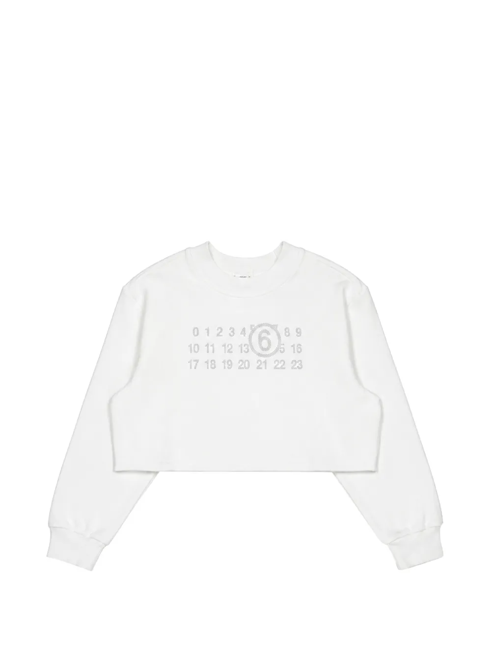 MM6 Maison Margiela Kids numbers-embellished cropped sweatshirt - Bianco