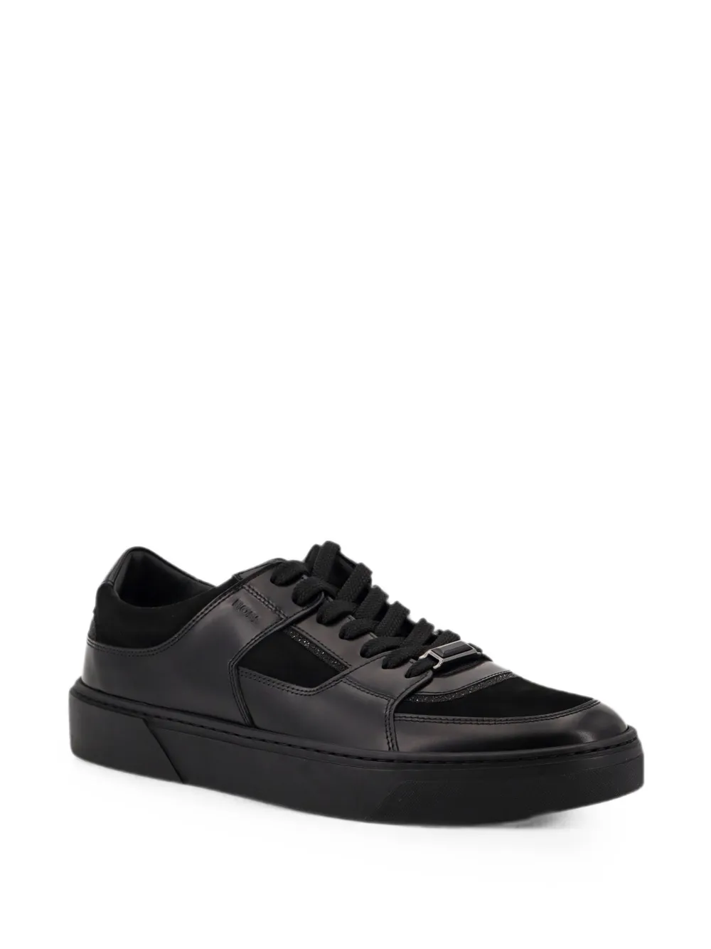 BOSS rhinestone-embellished leather sneakers Zwart