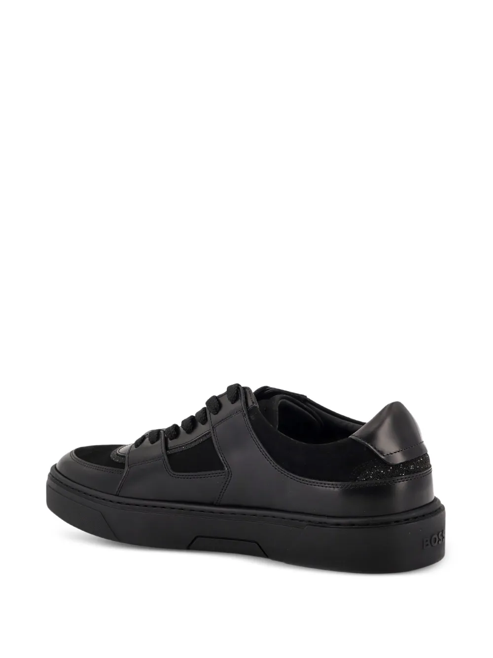 BOSS rhinestone-embellished leather sneakers Zwart