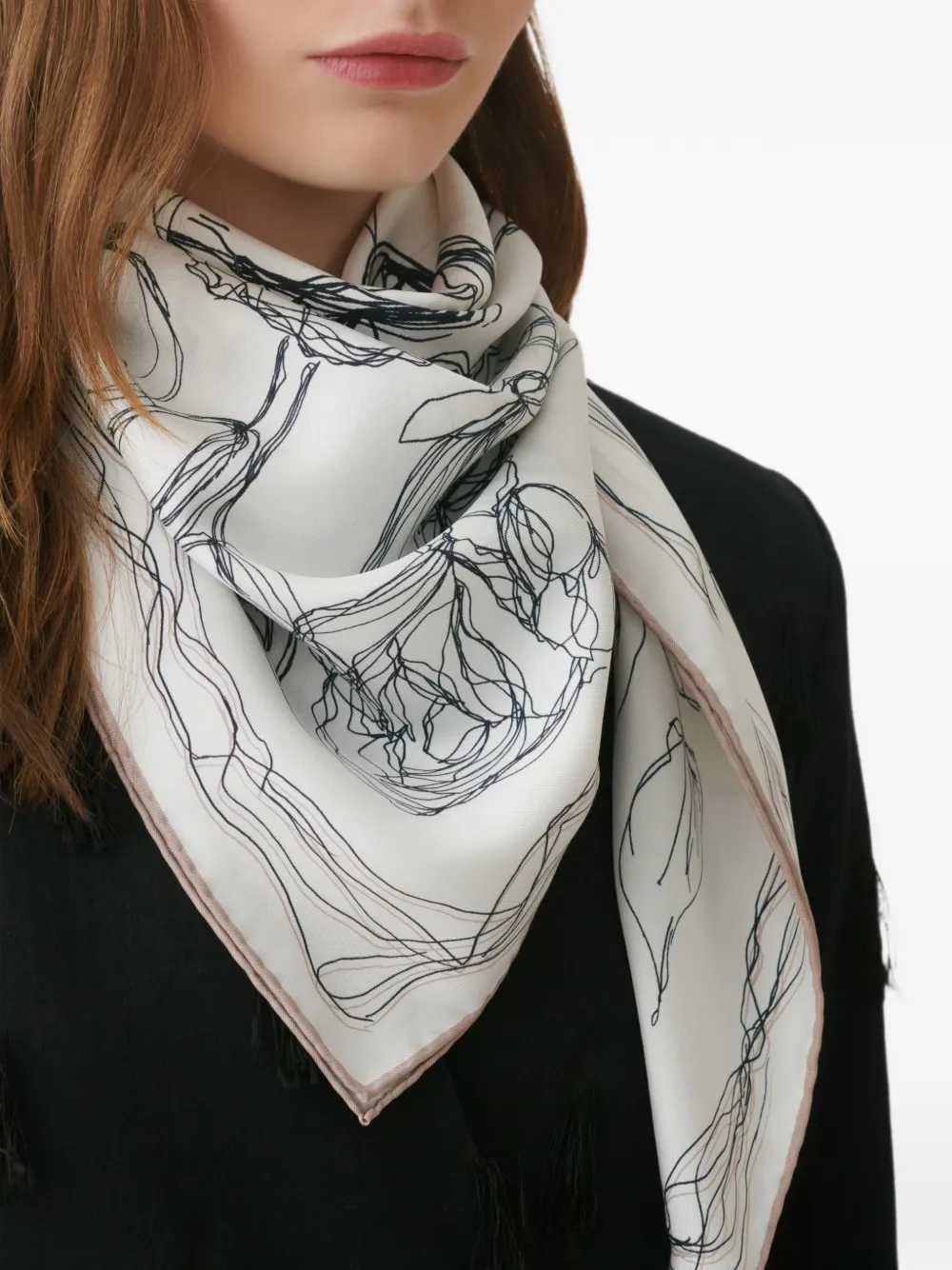Fabiana Filippi Sjaal met bloemenprint Wit