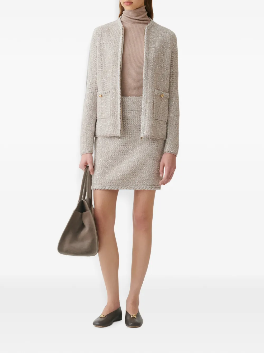 Fabiana Filippi Tweed mini-rok met pailletten Beige