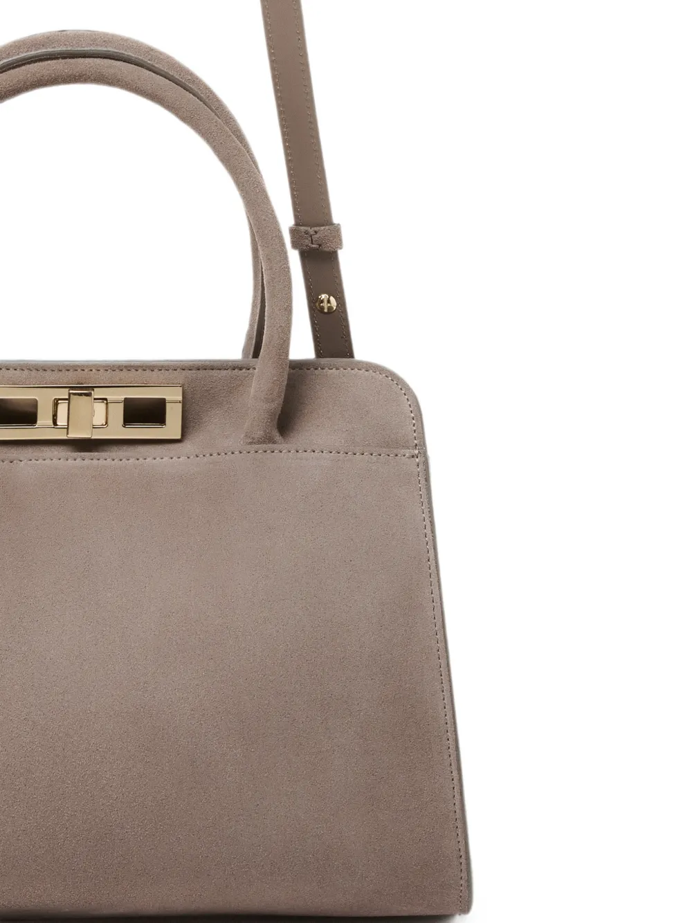 Fabiana Filippi Kleine suède shopper met draaislot Grijs