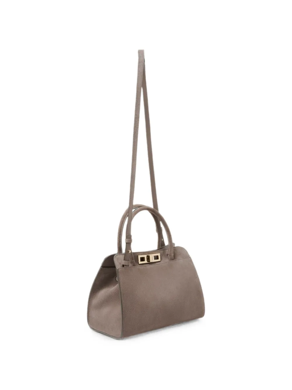 Fabiana Filippi Kleine suède shopper met draaislot Grijs