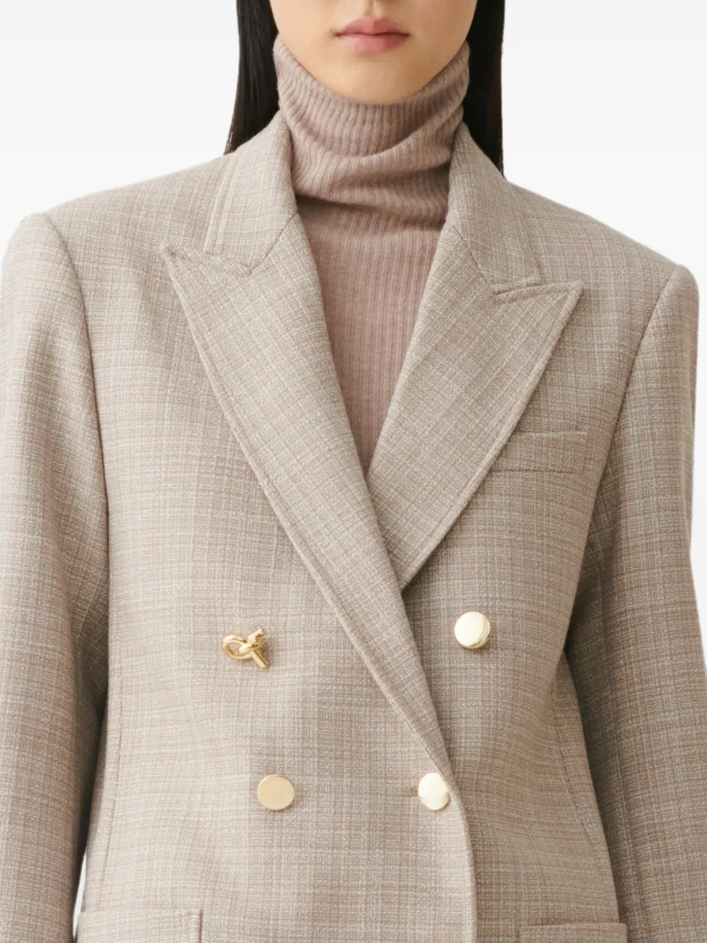 Fabiana Filippi Blazer met dubbele rij knopen en puntige revers Beige