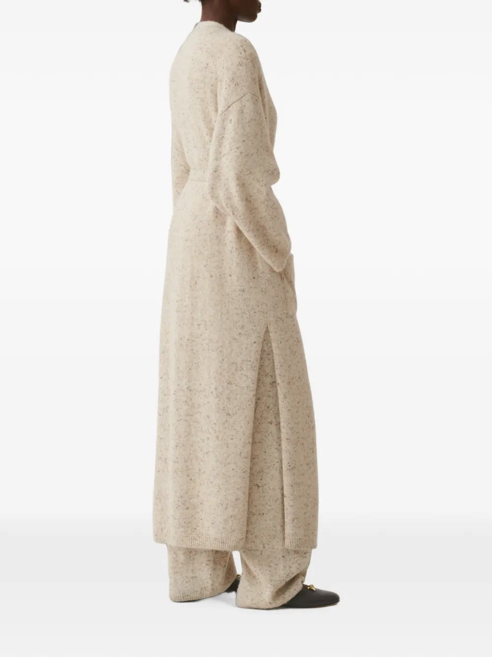Fabiana Filippi Donegal vest met ceintuur en V-hals Beige