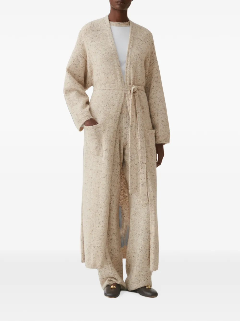 Fabiana Filippi Donegal vest met ceintuur en V-hals Beige