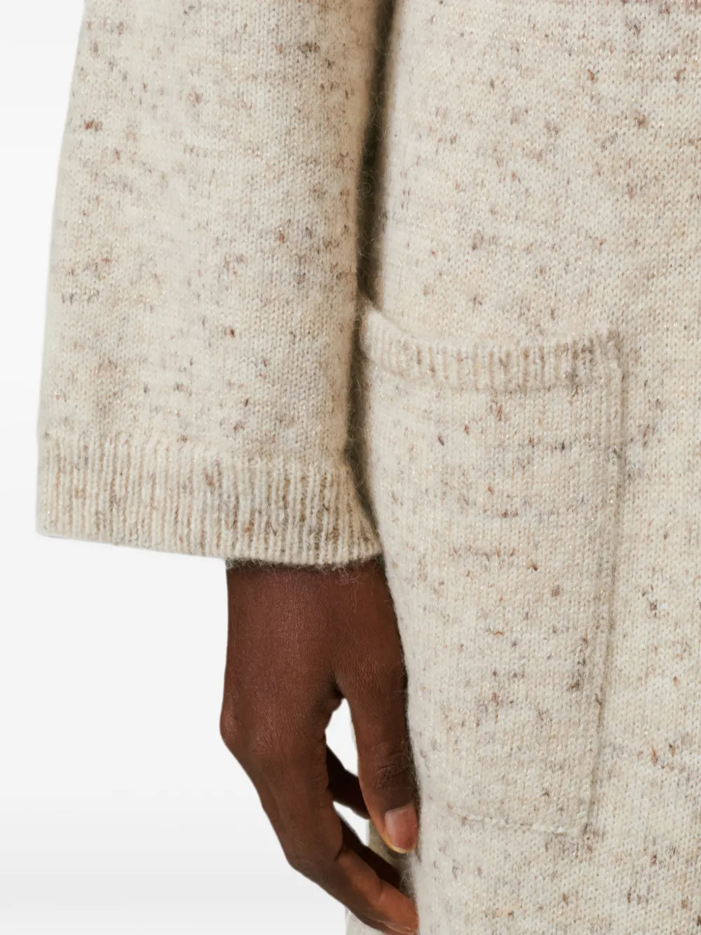 Fabiana Filippi Donegal vest met ceintuur en V-hals Beige