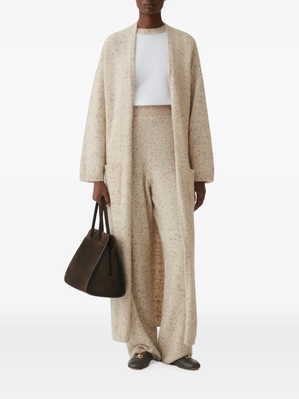 Fabiana Filippi Donegal vest met ceintuur en V-hals Beige