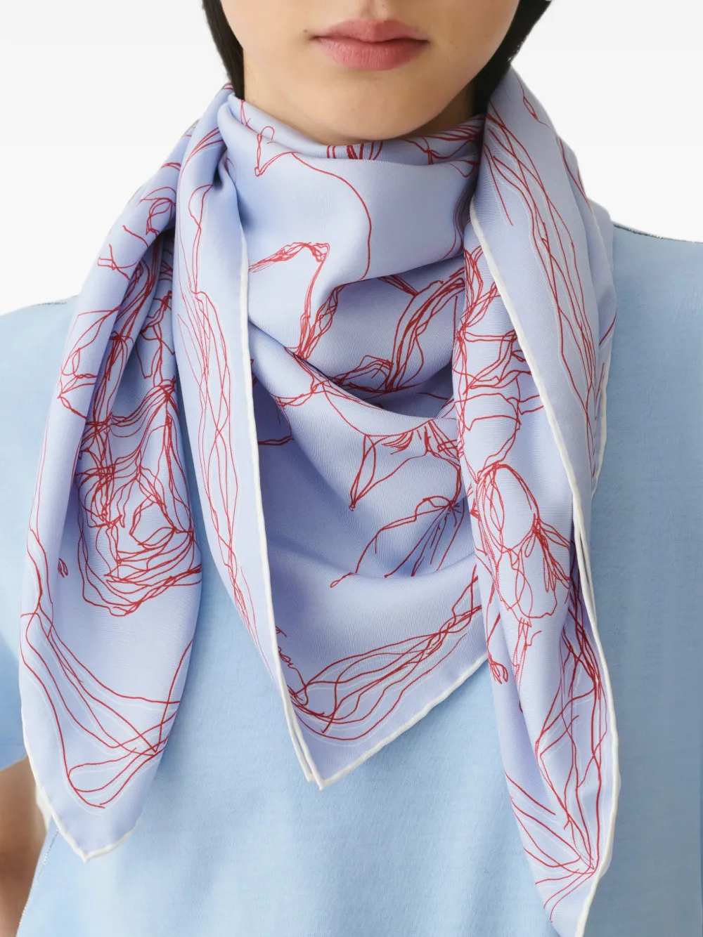 Fabiana Filippi Sjaal met bloemenprint Blauw
