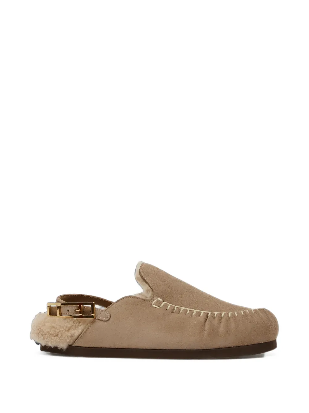 Fabiana Filippi shearling-lined whipstitch-trim loafers - Marrone