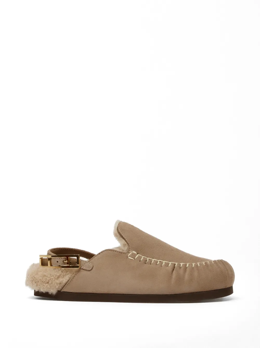 Fabiana Filippi shearling-lined whipstitch-trim loafers - Brown