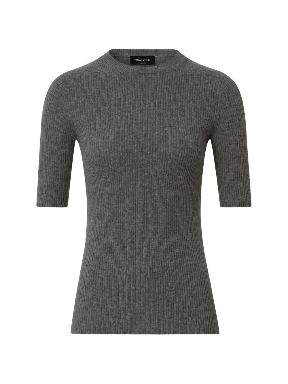 Fabiana Filippi ribbed-knit short-sleeve sweater - Gris Fabiana Filippi ribbed-knit short-sleeve sweater - Gris