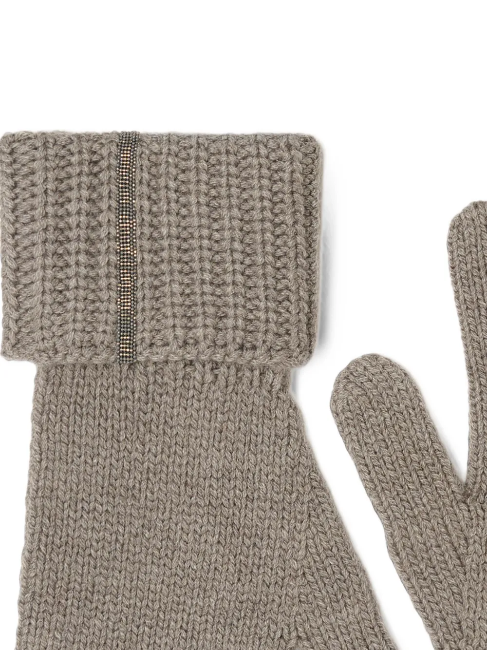 Fabiana Filippi Gebreide handschoenen verfraaid met monili Beige