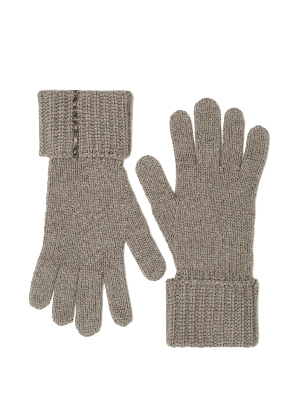 Fabiana Filippi Gebreide handschoenen verfraaid met monili Beige