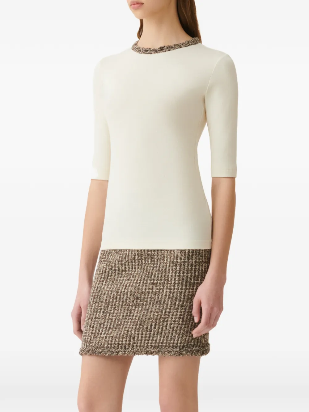 Fabiana Filippi T-shirt verfraaid met pailletten Beige