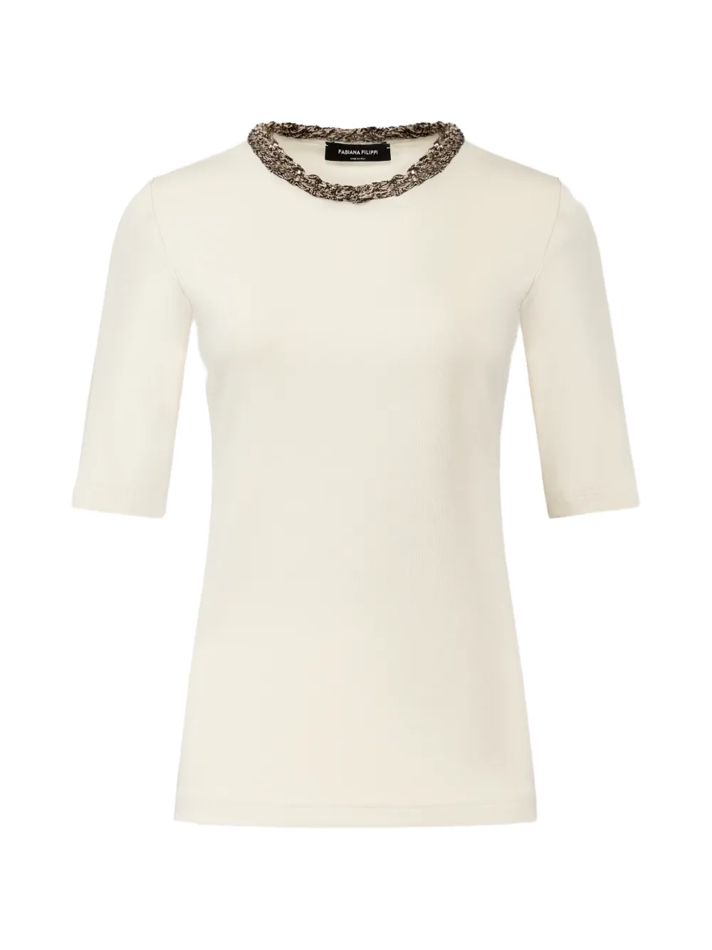 Fabiana Filippi sequin-embellished short-sleeve T-shirt - Toni neutri