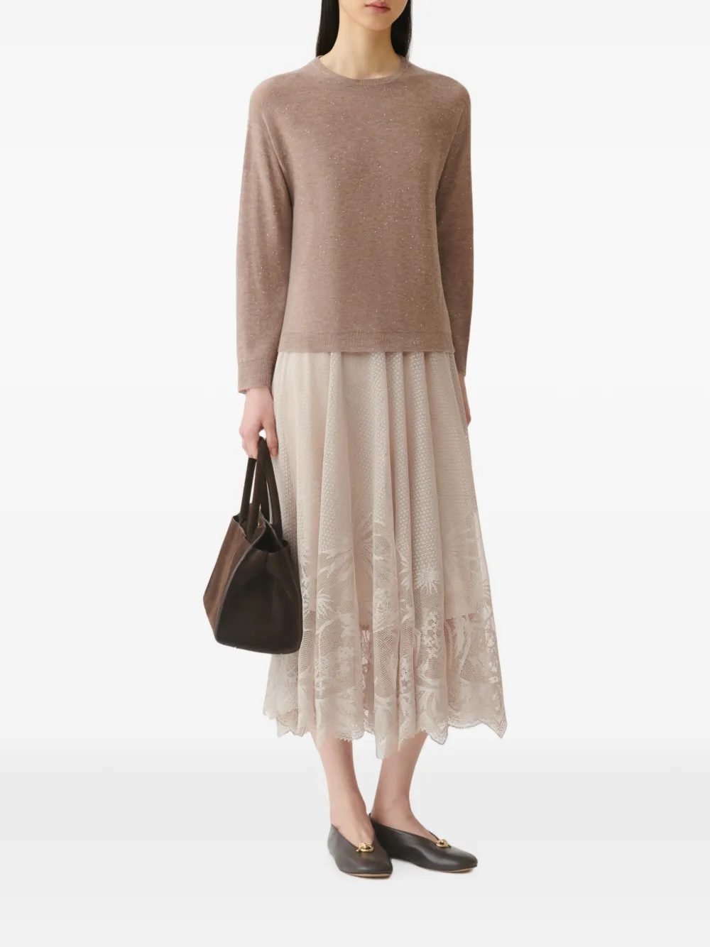 Fabiana Filippi Trui met pailletten Beige