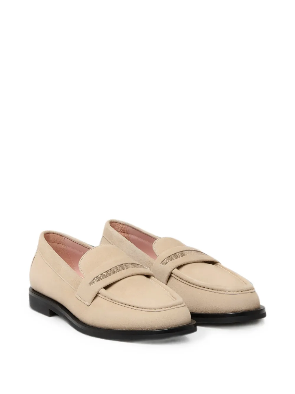 Fabiana Filippi bead-embellished suede loafers Beige