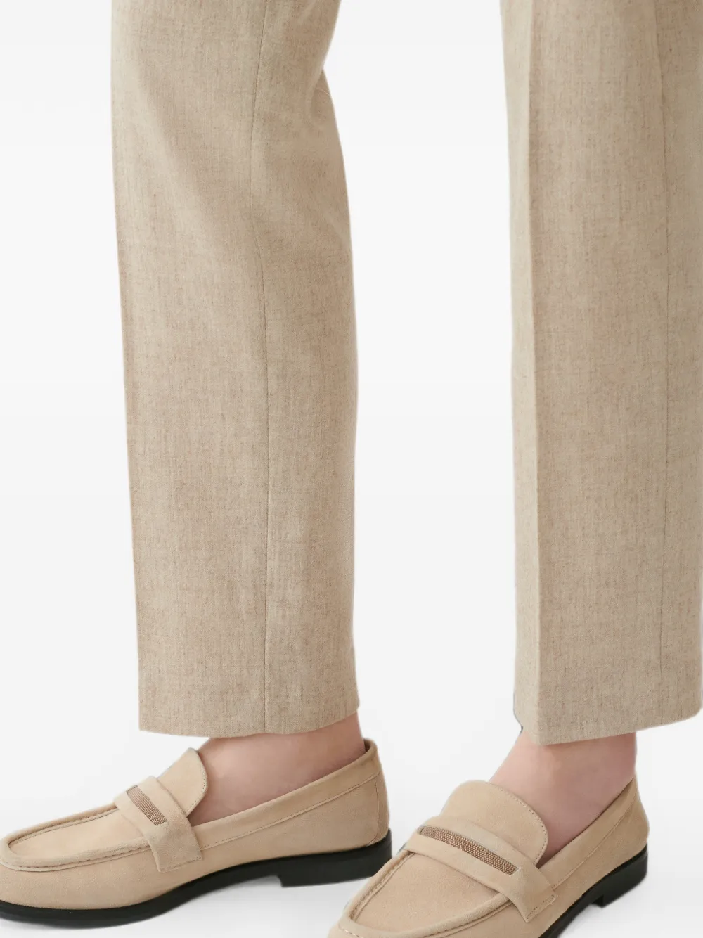 Fabiana Filippi bead-embellished suede loafers Beige