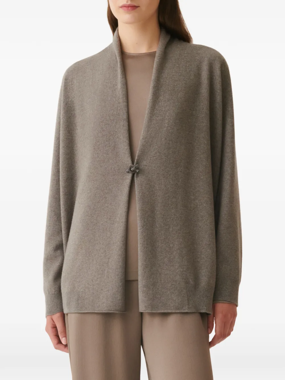 Fabiana Filippi Vest met verfraaide houtje-touwtjesluiting Beige