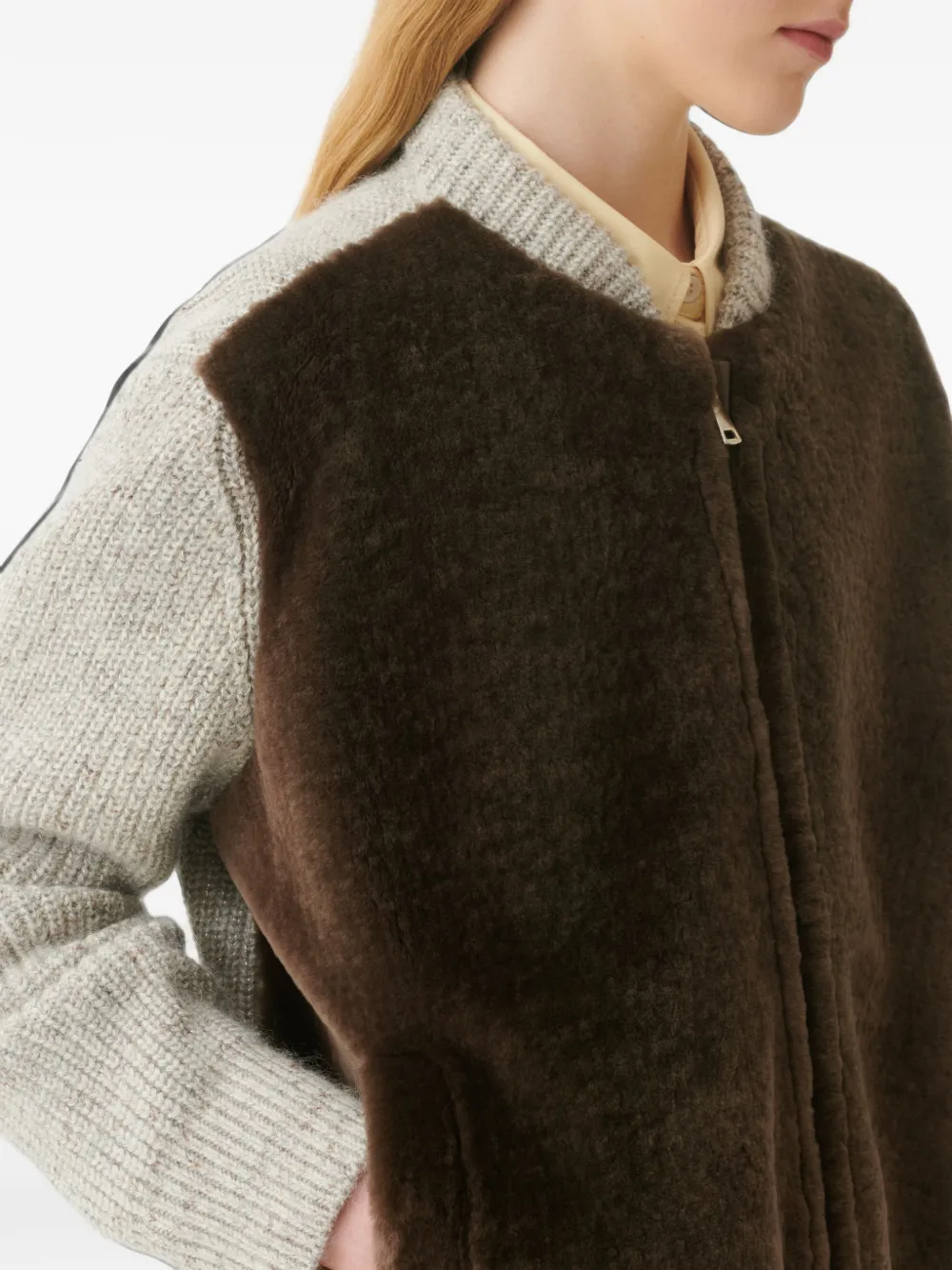 Fabiana Filippi Gebreid bomberjack met shearling vlak Bruin