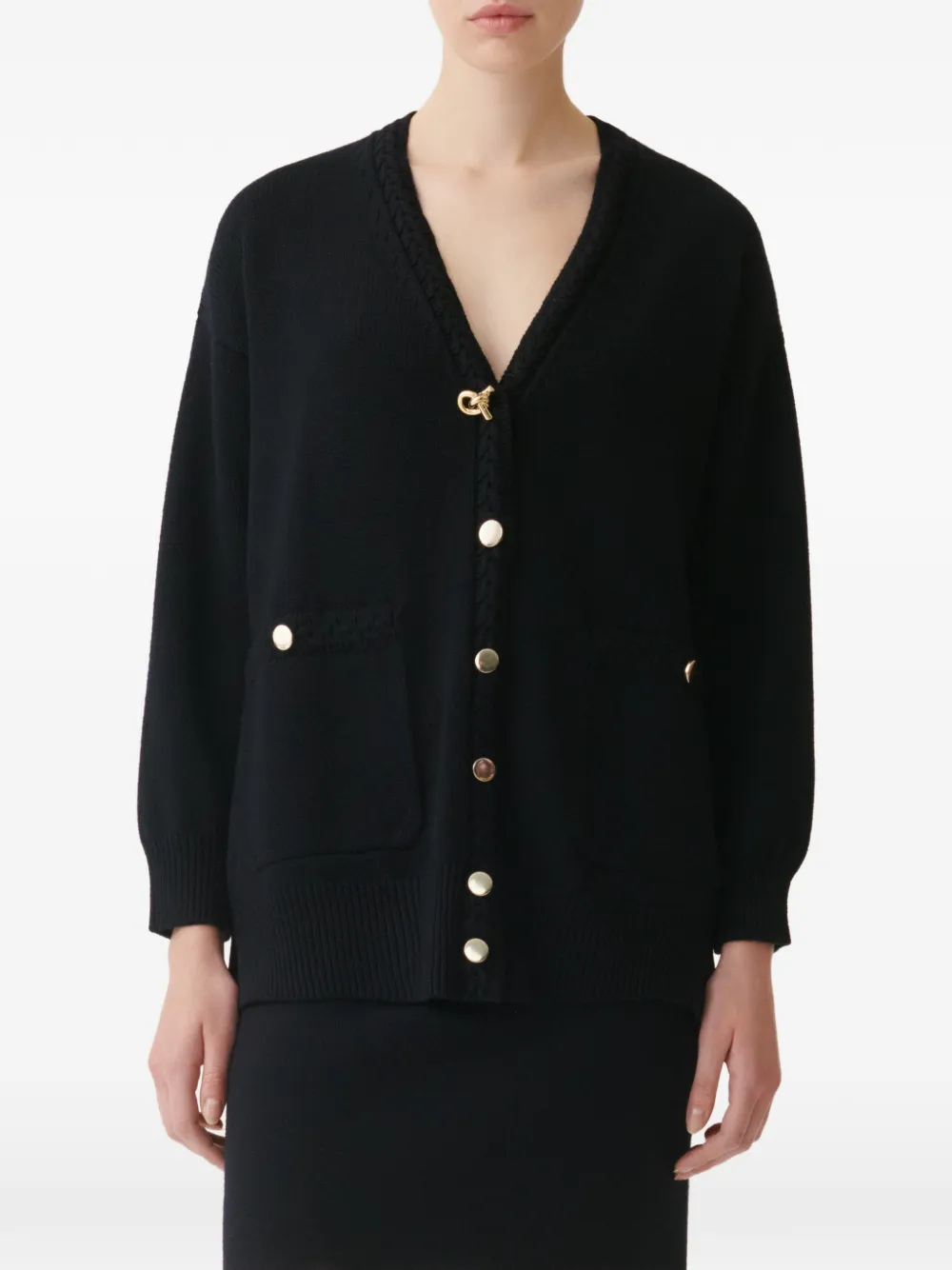 Fabiana Filippi Button-up vest met gevlochten afwerking Blauw