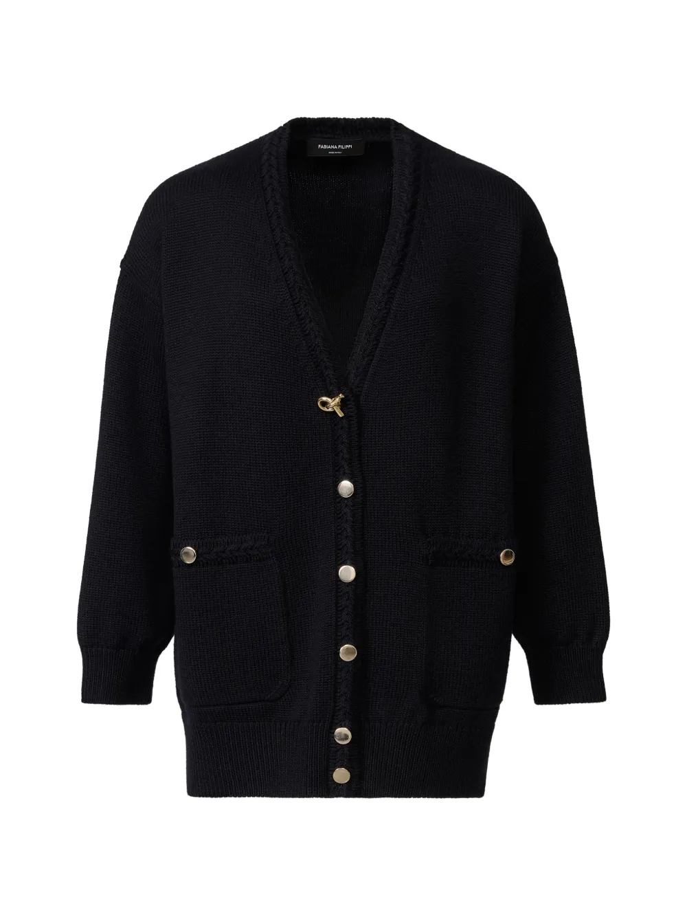 Fabiana Filippi braided-trim button-up cardigan - Blu