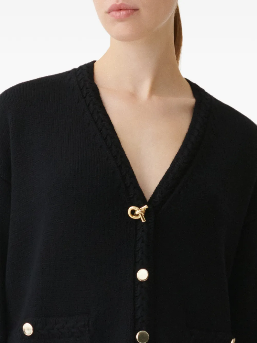 Fabiana Filippi Button-up vest met gevlochten afwerking Blauw