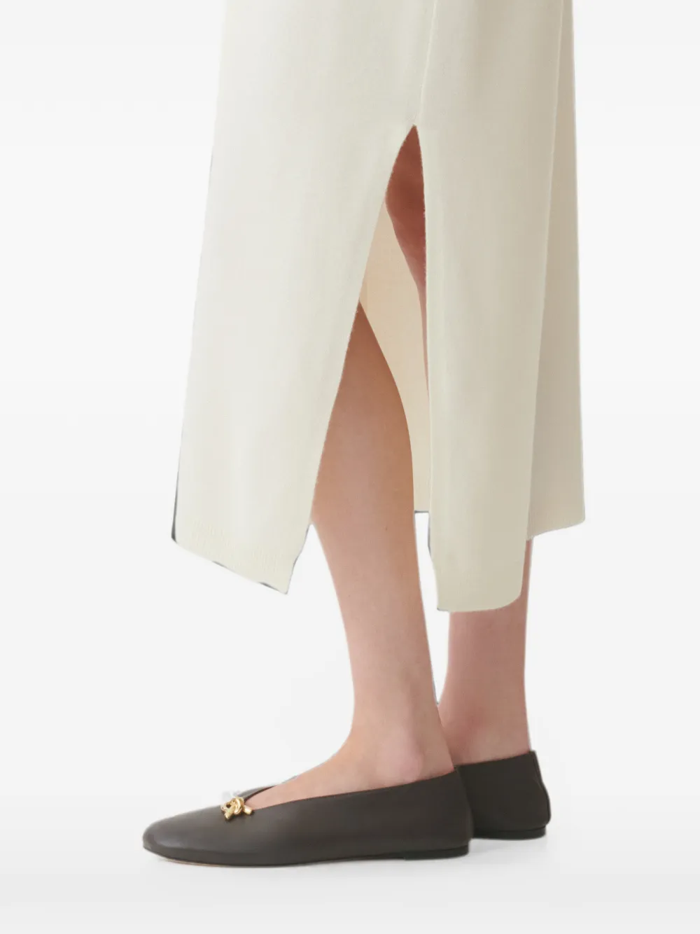 Fabiana Filippi Midi-jurk met zijsplit en ceintuur Beige