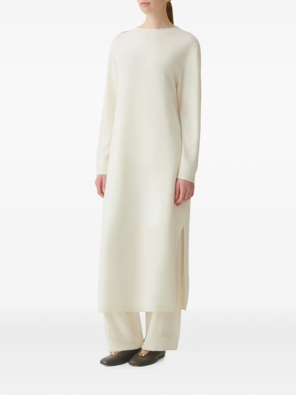 Fabiana Filippi Midi-jurk met zijsplit en ceintuur Beige
