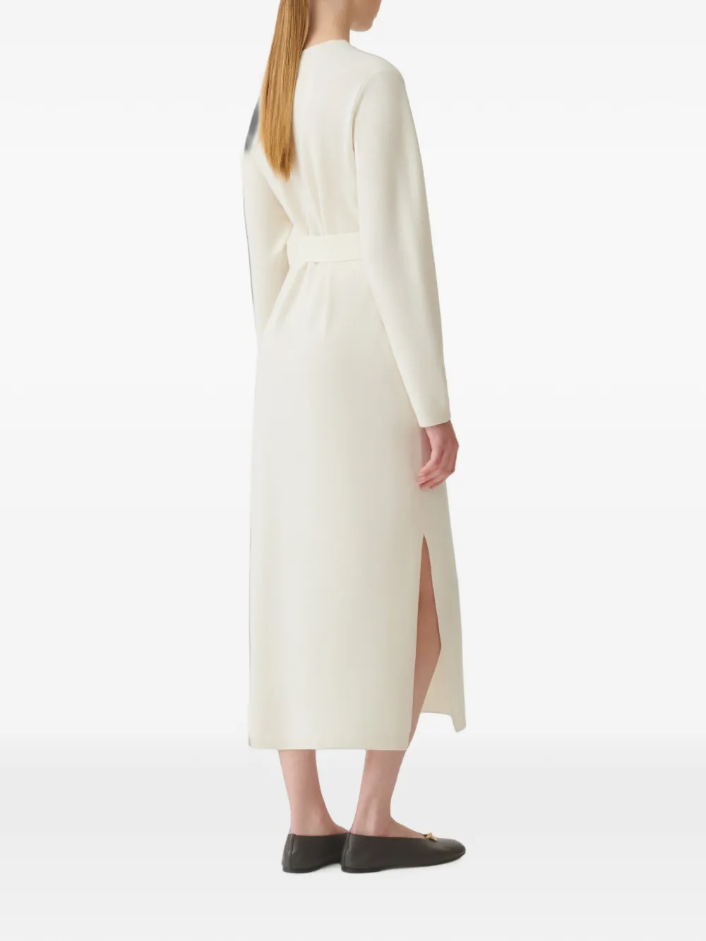 Fabiana Filippi Midi-jurk met zijsplit en ceintuur Beige