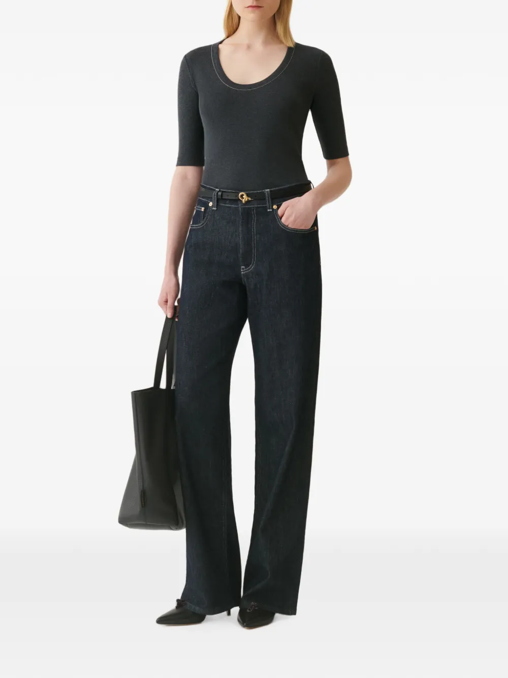 Fabiana Filippi T-shirt met kralenafwerking Grijs