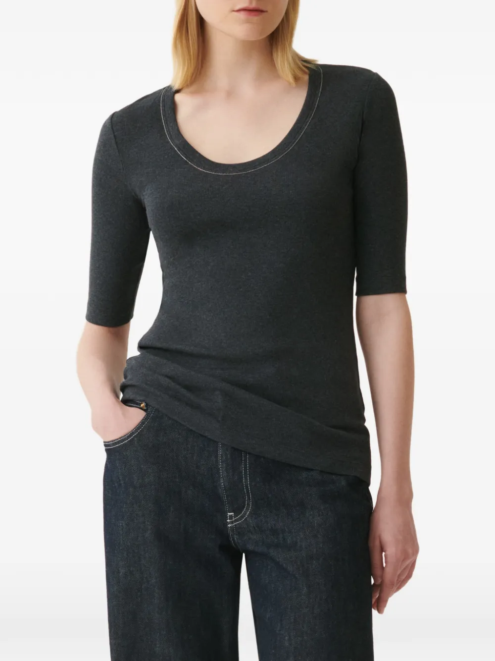 Fabiana Filippi T-shirt met kralenafwerking Grijs