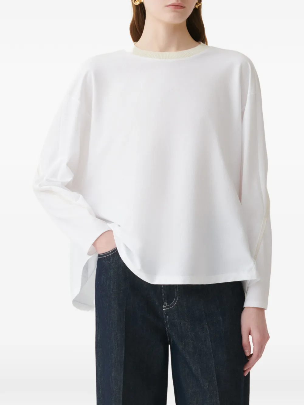Fabiana Filippi T-shirt met geribbelde afwerking Wit