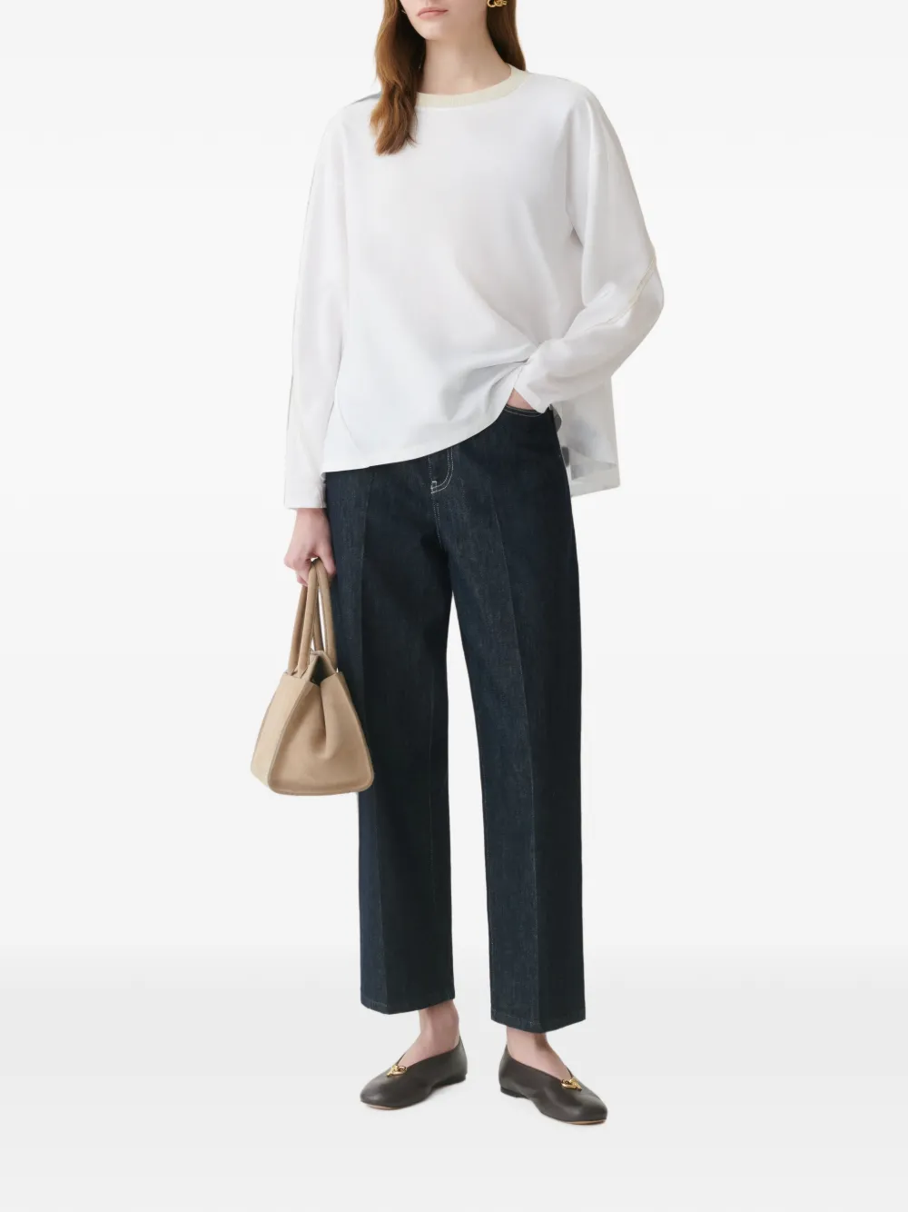 Fabiana Filippi T-shirt met geribbelde afwerking Wit