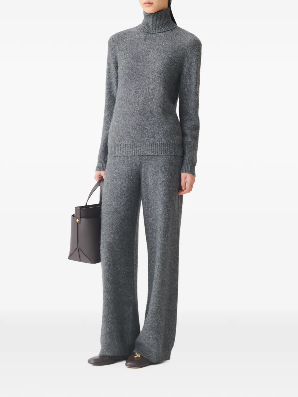 Fabiana Filippi sequin-embellished roll-neck sweater Grijs
