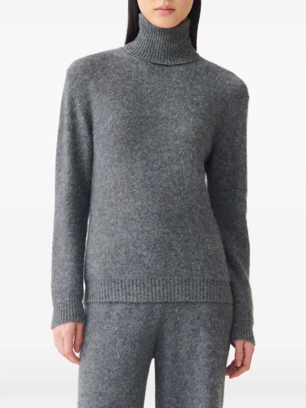 Fabiana Filippi sequin-embellished roll-neck sweater Grijs