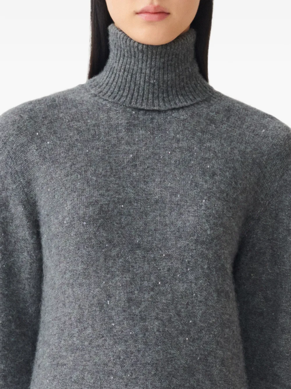 Fabiana Filippi sequin-embellished roll-neck sweater Grijs