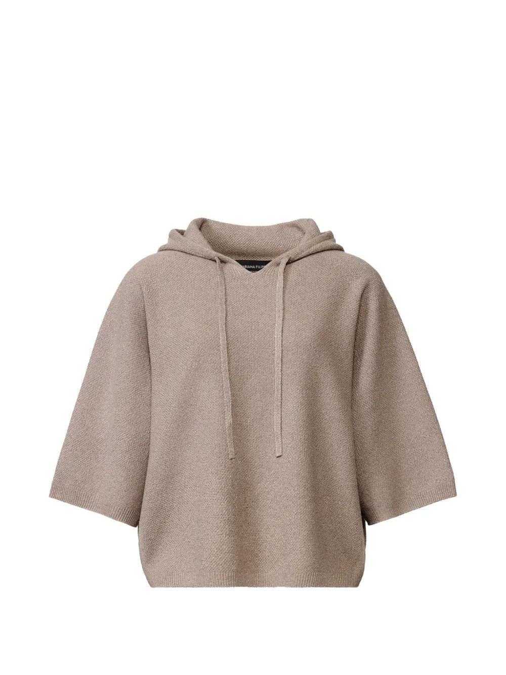 Fabiana Filippi drawstring-fastening elbow-sleeve hoodie - Brown