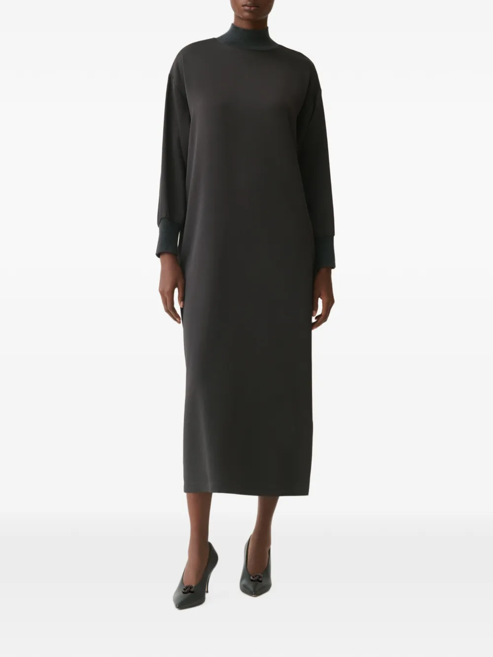Fabiana Filippi high-neck long-sleeve midi dress Zwart
