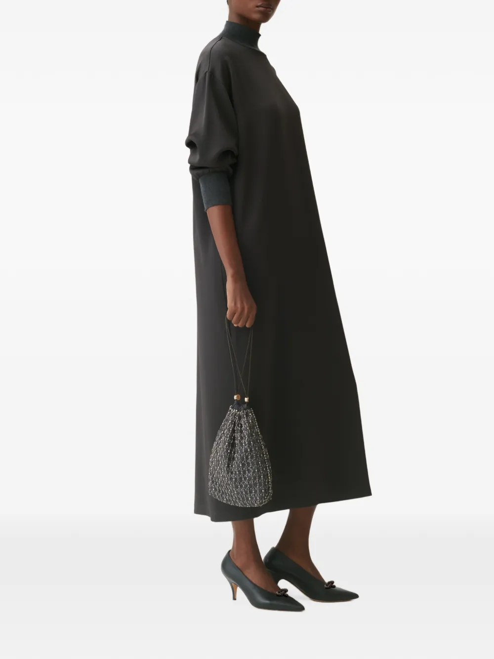Fabiana Filippi high-neck long-sleeve midi dress Zwart