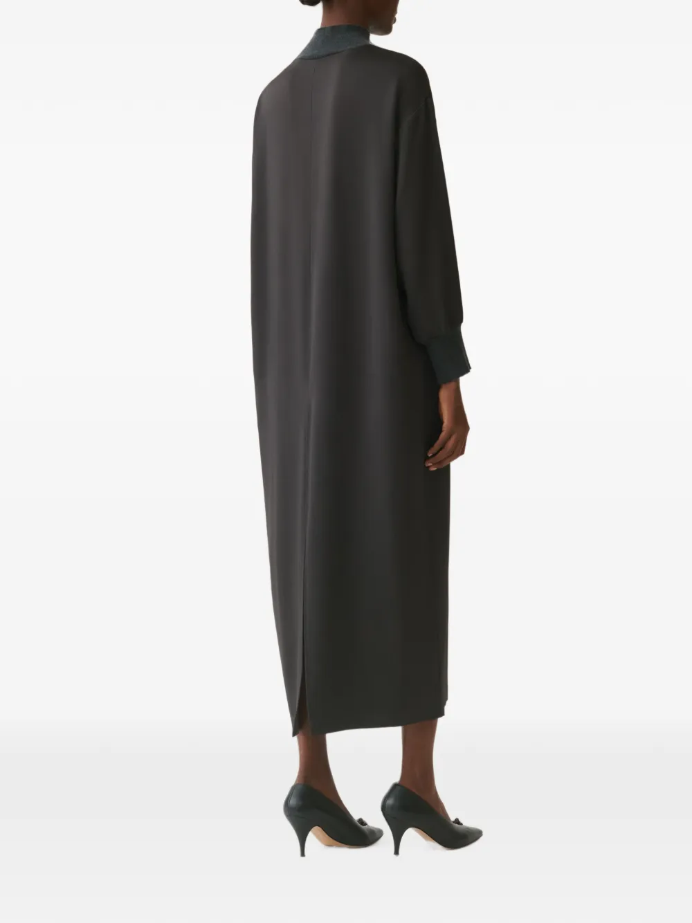 Fabiana Filippi high-neck long-sleeve midi dress Zwart