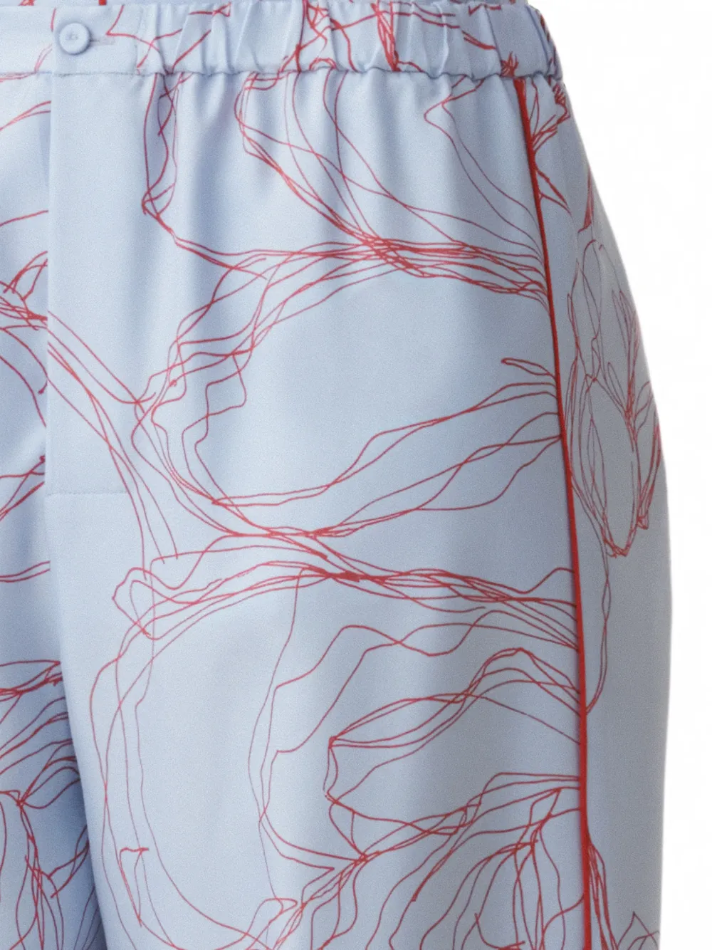 Fabiana Filippi Zijden-satijnen broek met bloemenprint Blauw