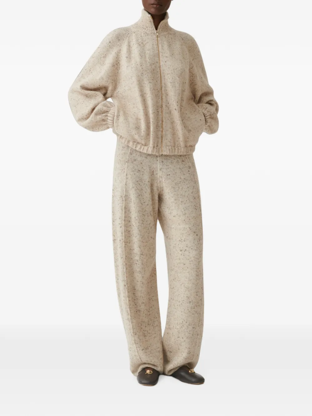 Fabiana Filippi Gebreide broek met elastische taille Beige