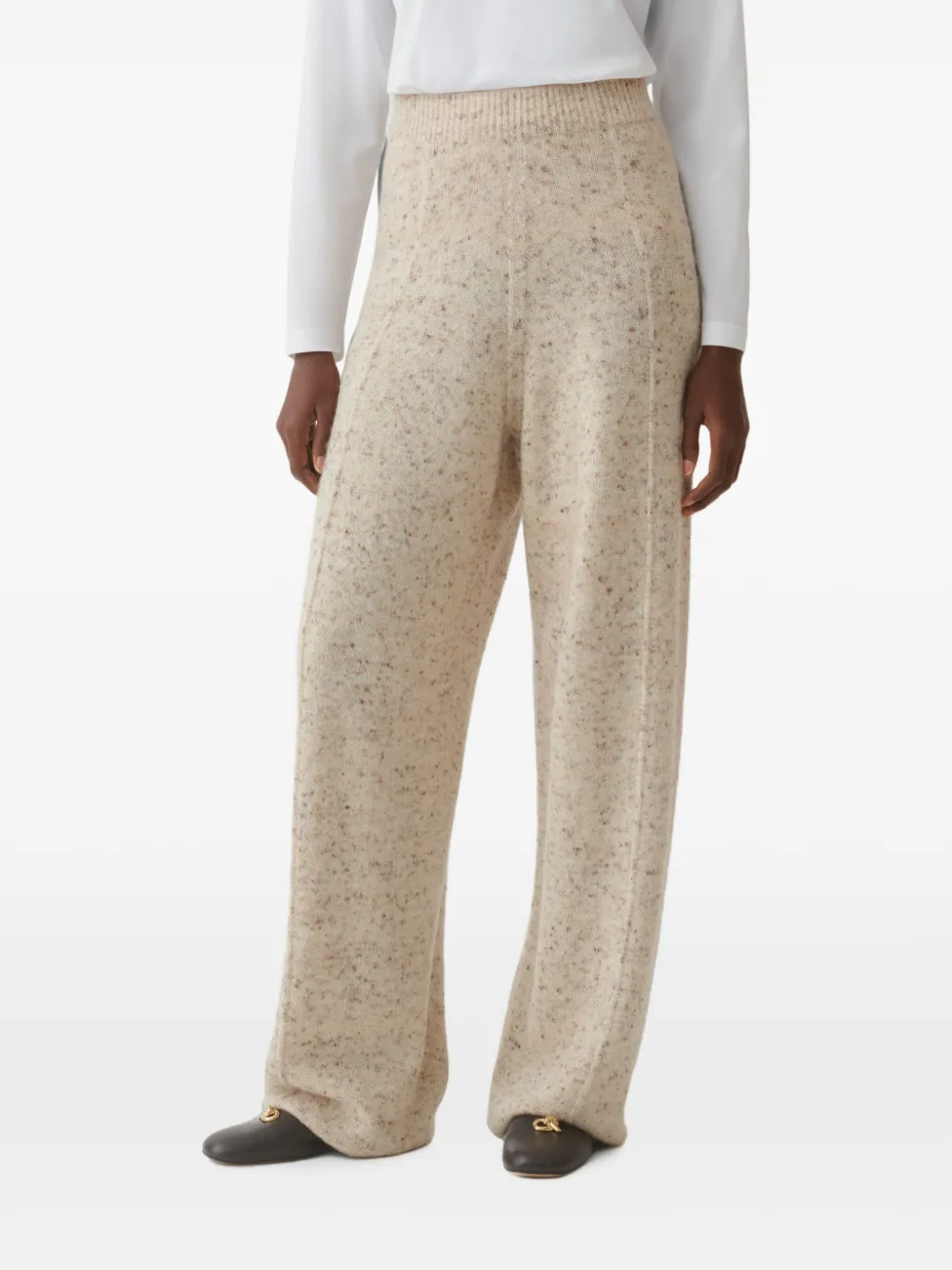Fabiana Filippi Gebreide broek met elastische taille Beige