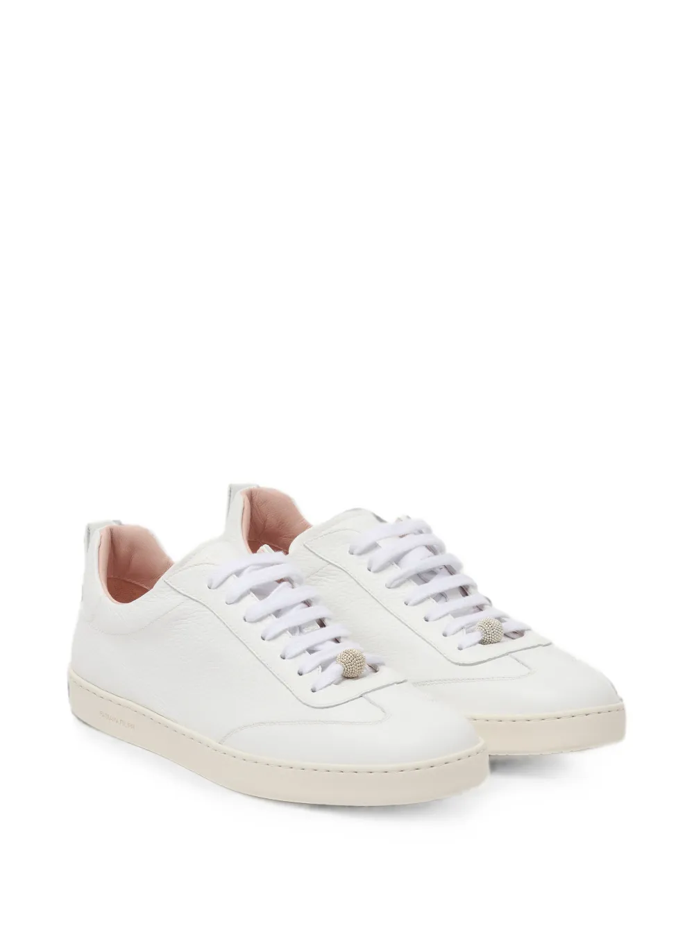 Fabiana Filippi bead-embellished grained leather sneakers Wit