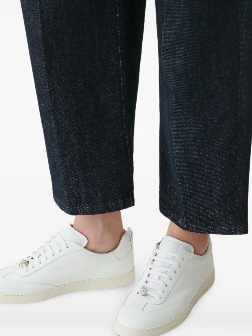 Fabiana Filippi bead-embellished grained leather sneakers Wit