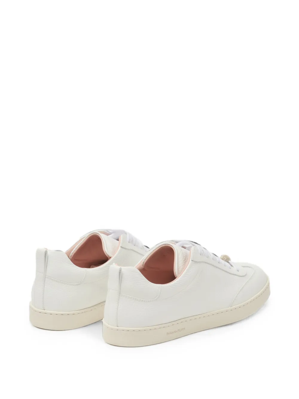 Fabiana Filippi bead-embellished grained leather sneakers Wit