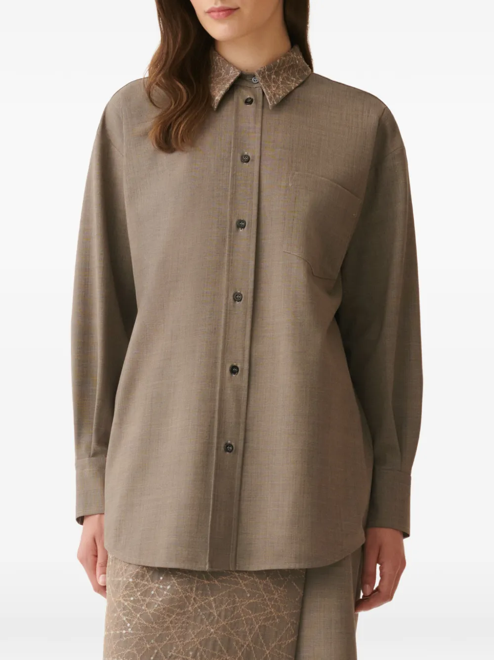 Fabiana Filippi blouse met pailletten Beige