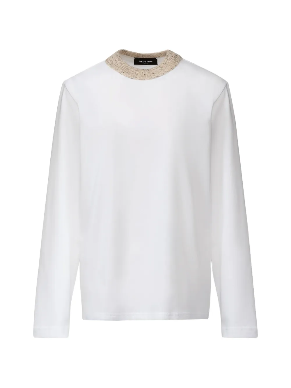 Fabiana Filippi contrast-trim long-sleeve T-shirt - Bianco